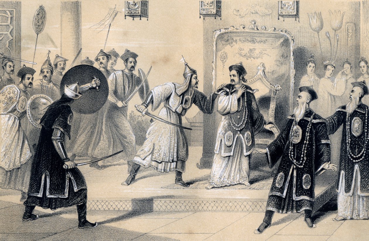 İmparator Weit-Soong ve sarayı, Tatarlar tarafından esir alındı, 1847 by James William Giles