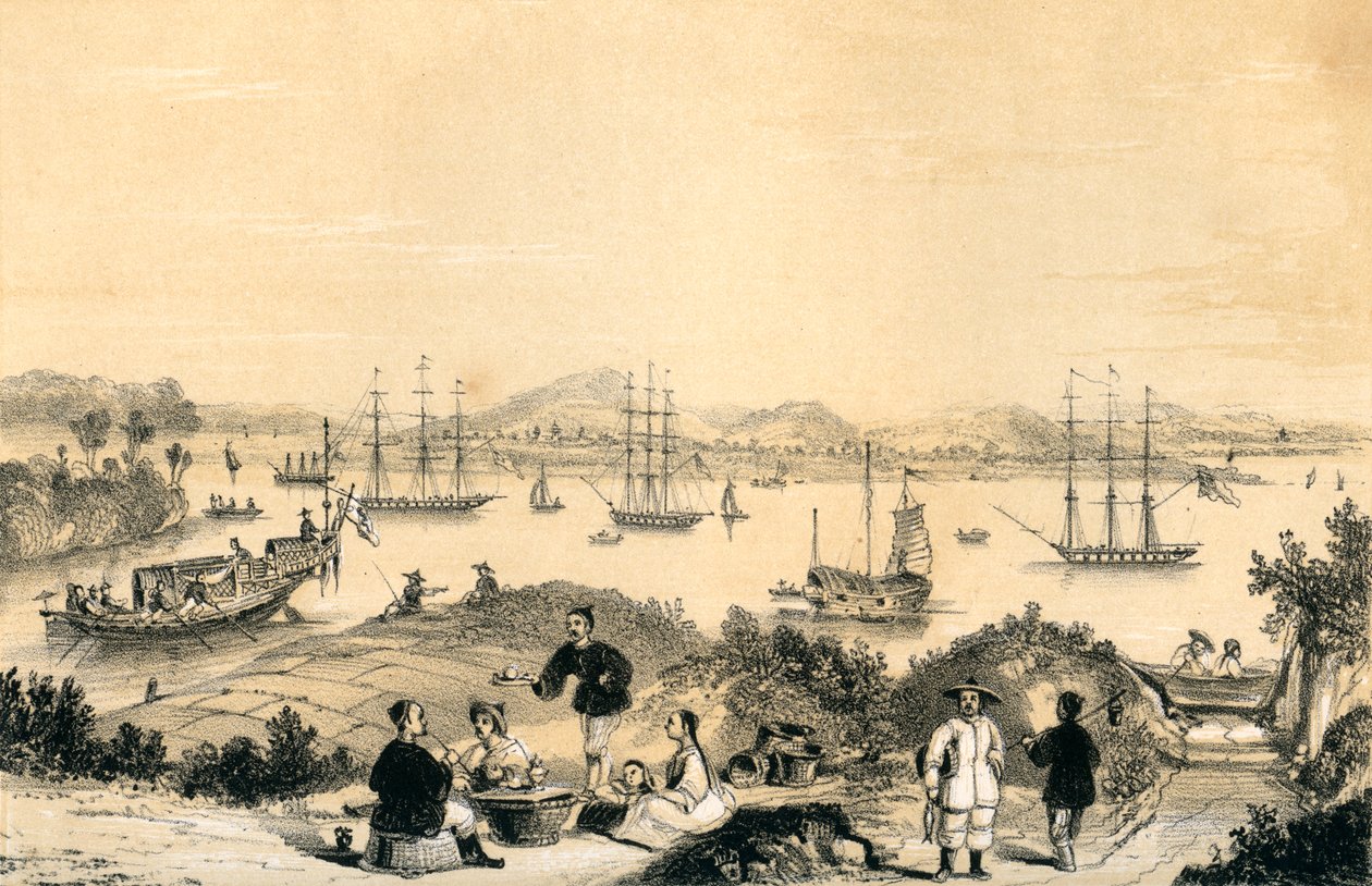 Kanton yakınlarındaki Whampoa, Avrupa gemilerinin demirlediği yer, 1847 by James William Giles