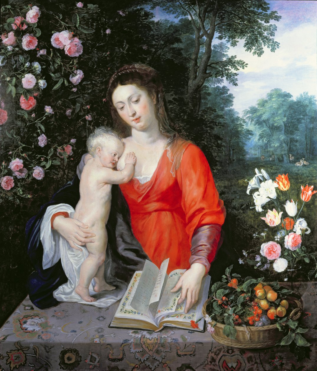 Bir Peyzajda Bakire ve Çocuk by Peter Paul Rubens