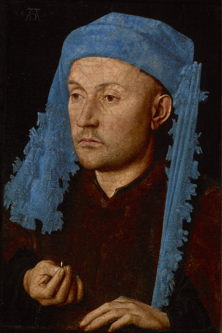 Mavi Bir Refakatçi Olan Bir Adamın Portresi by Jan van Eyck