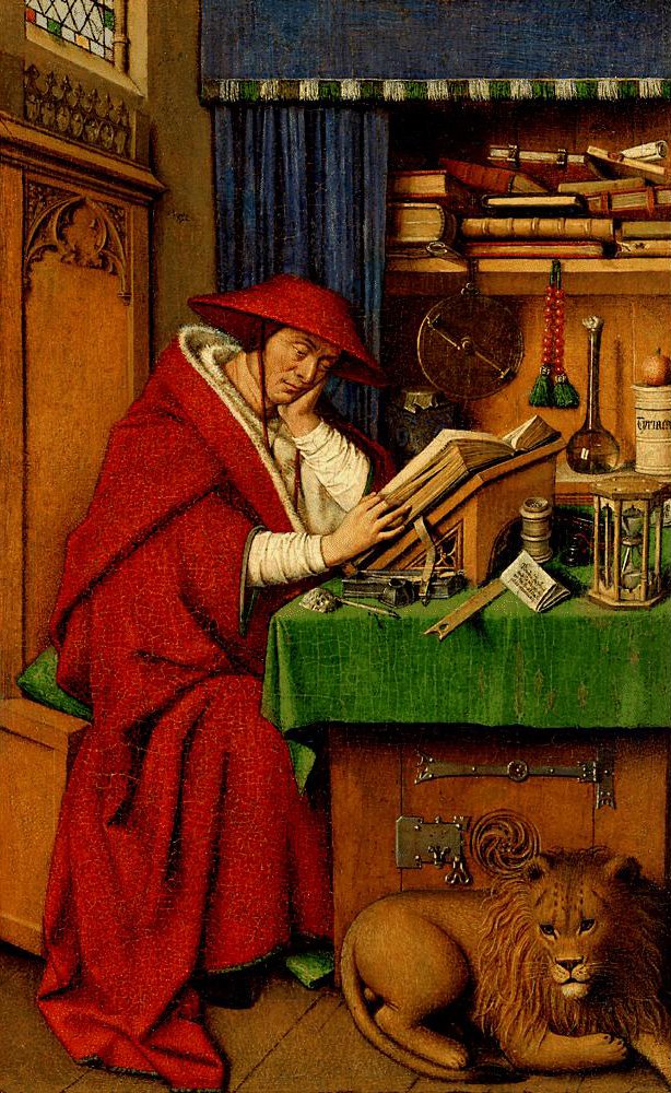 Aziz Jerome çalışma odasında by Jan van Eyck