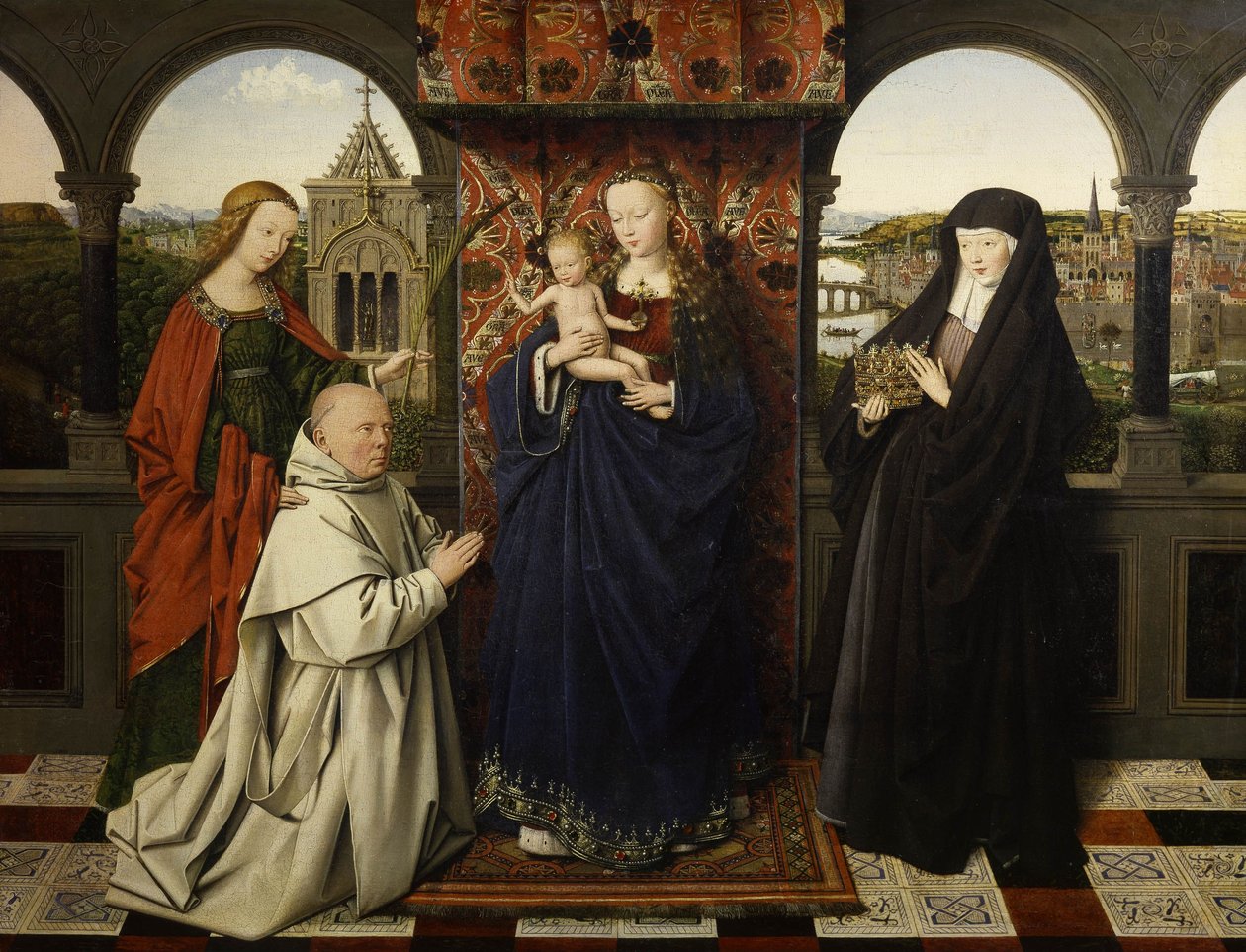 Azizler ve Donör ile Bakire ve Çocuk by Jan van Eyck