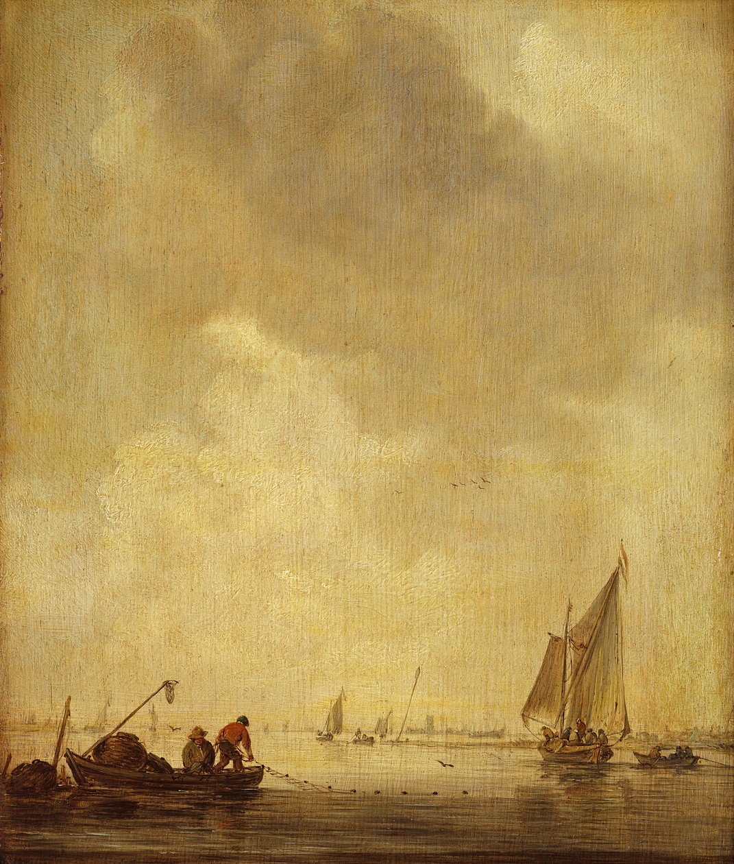 Balıkçıların Ağ Dödüğü Bir Nehir Manzarası, 1638 (meşe üzerine yağlı boya) by Jan Josephsz van Goyen
