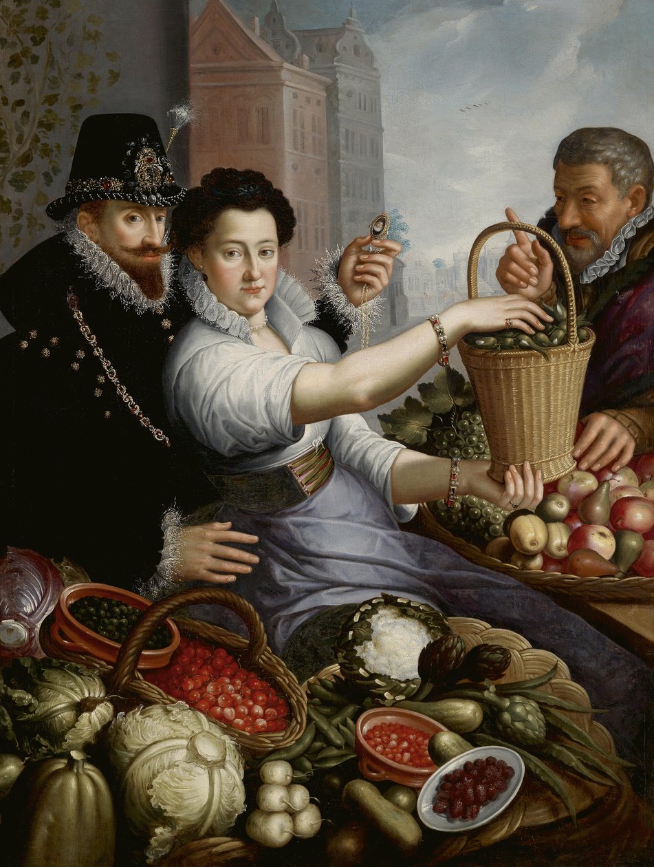 Sutler pozunda aristokrat bir çiftin portresi by Jan Baptist Saive