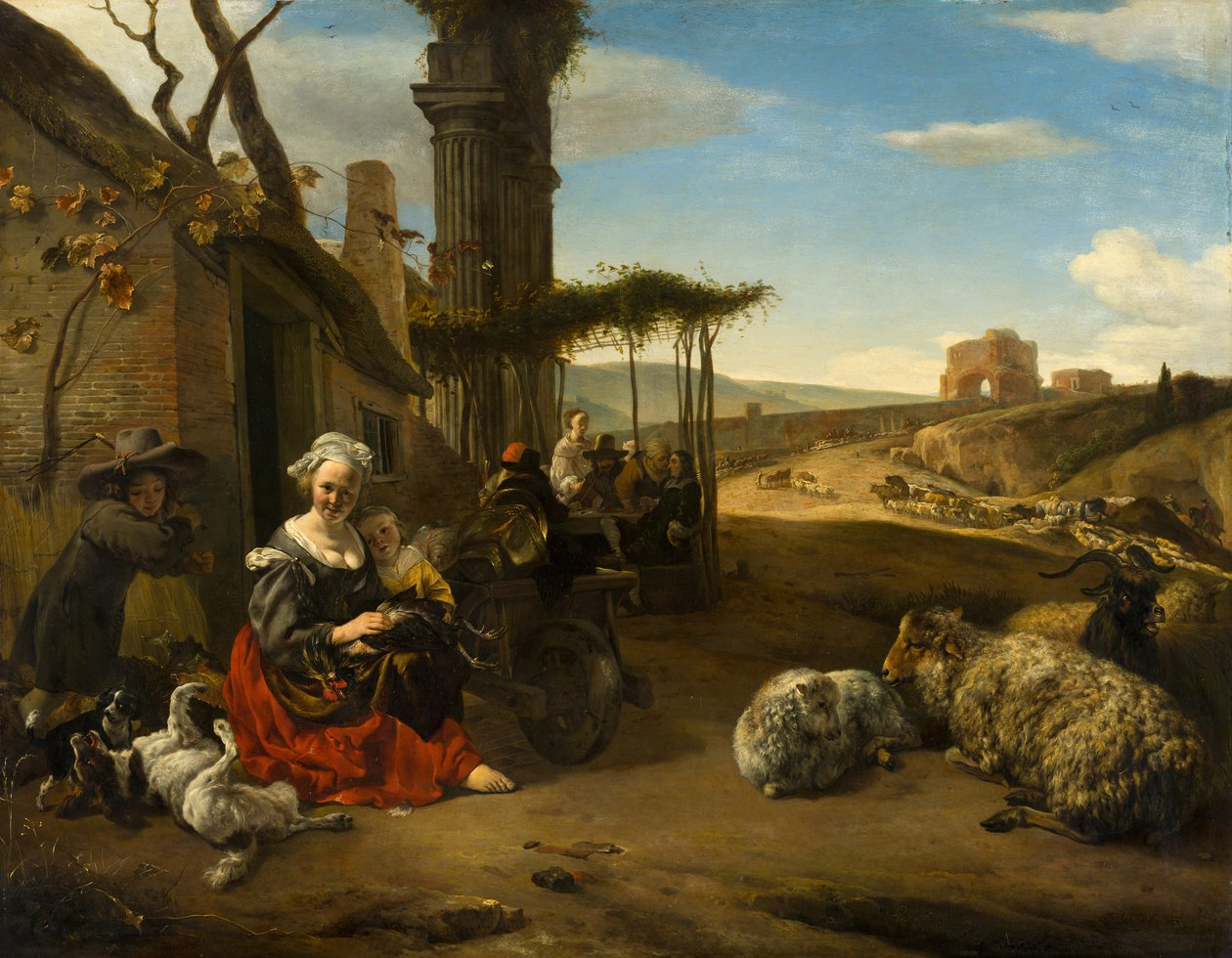 Han ve Eski Kalıntılar ile İtalyan Manzarası by Jan Baptist Weenix
