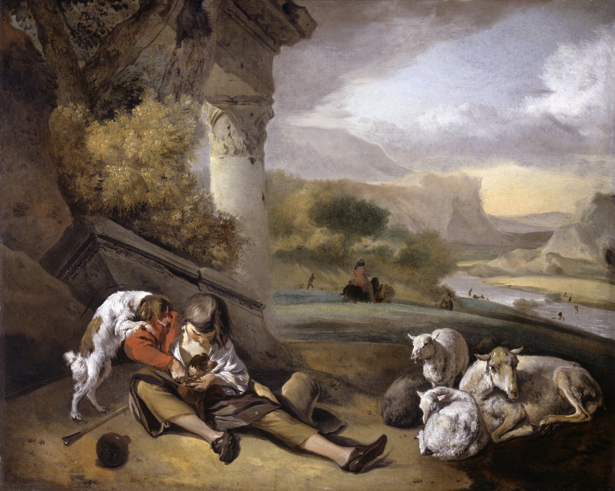 Çoban çocuk ile manzara by Jan Baptist Weenix