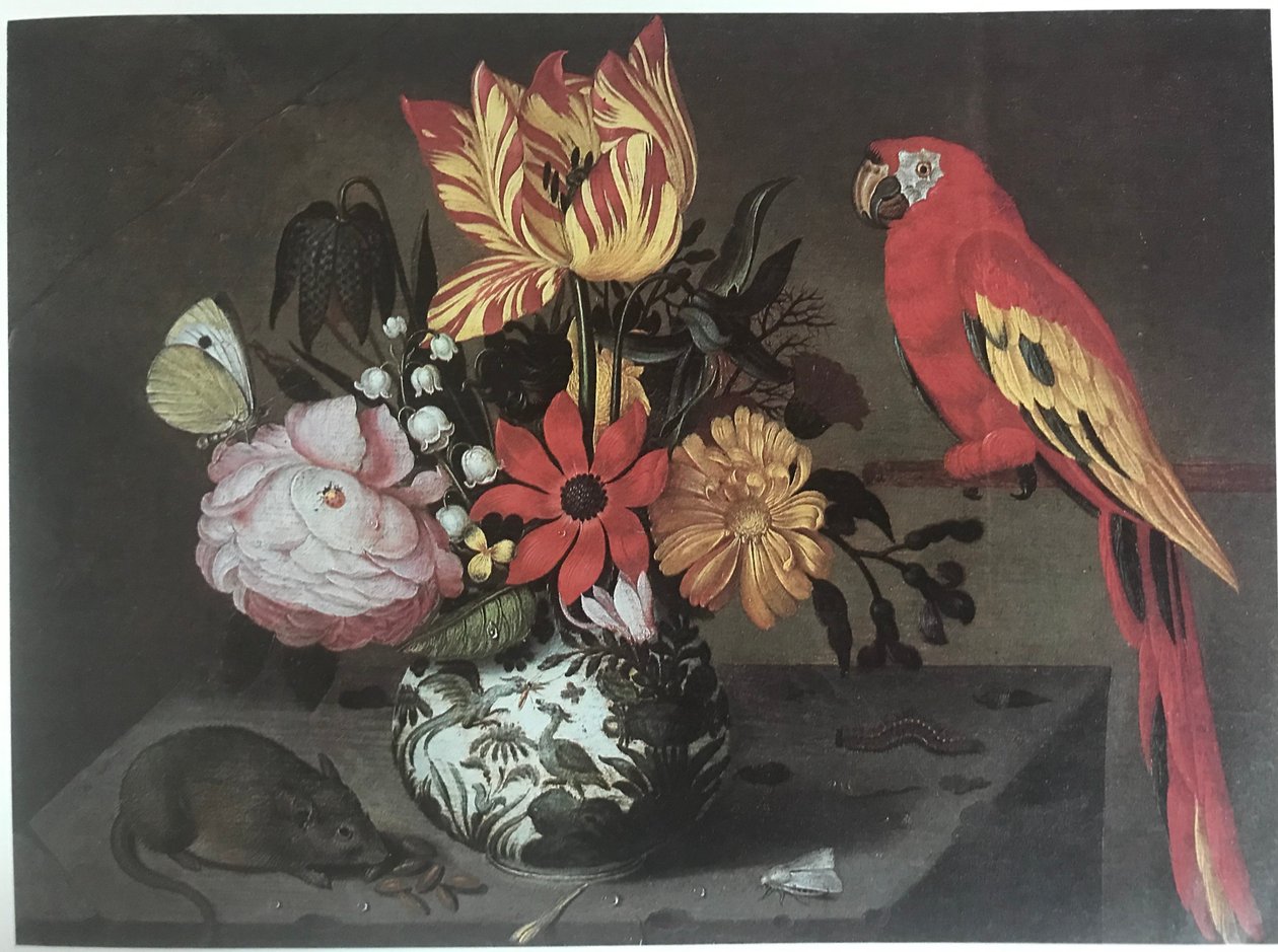 Fare ve Papağanlı Çiçek Vazosu by Jan Baptist van Fornenburgh
