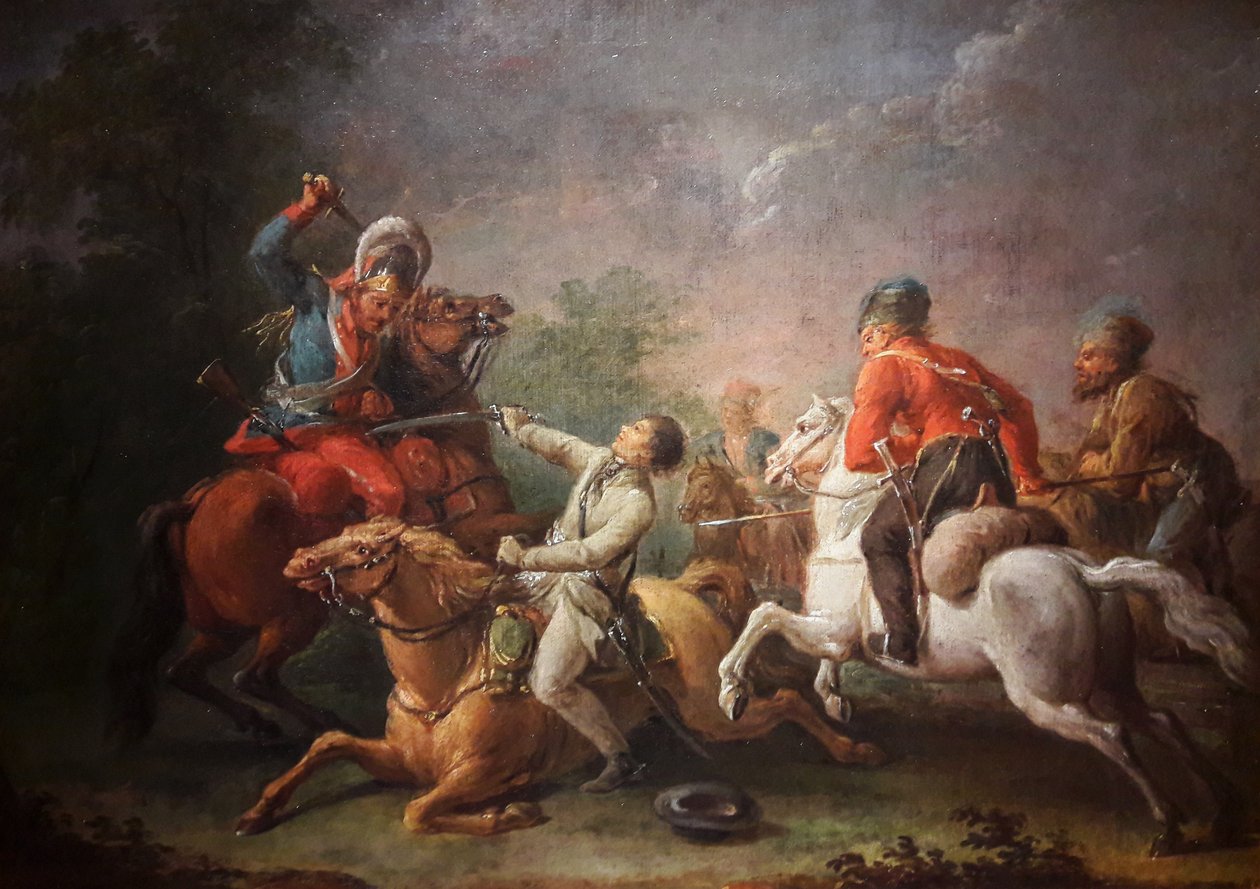 Kościuszko ve atı Maciejowice savaşında düştü by Jan Bogumi Plersz