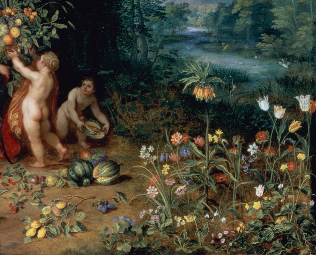 Bolluk Alegorisi, detay (93444 detayı) by Jan the Elder Brueghel