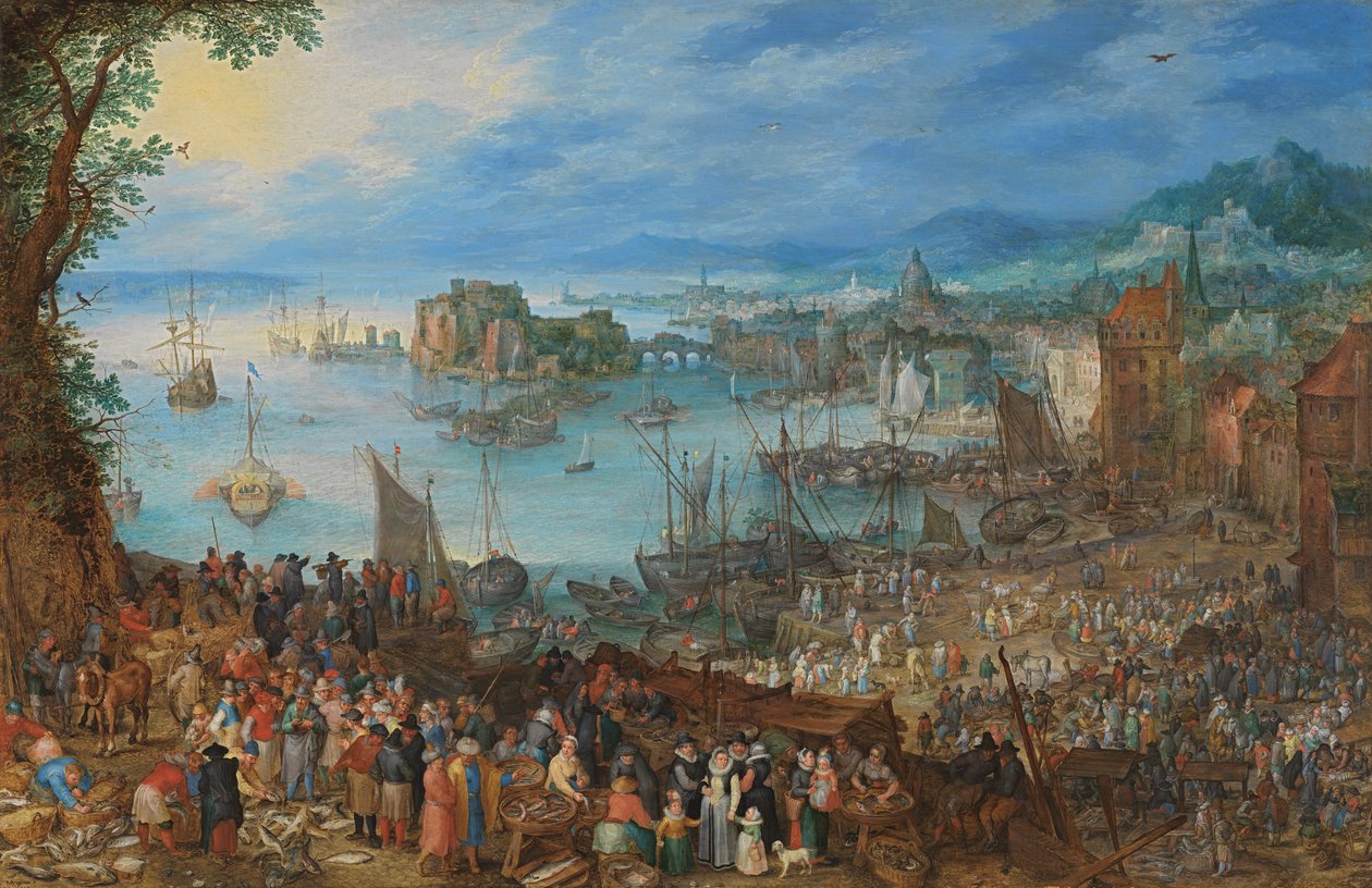 Harika Balık pazarı by Jan the Elder Brueghel