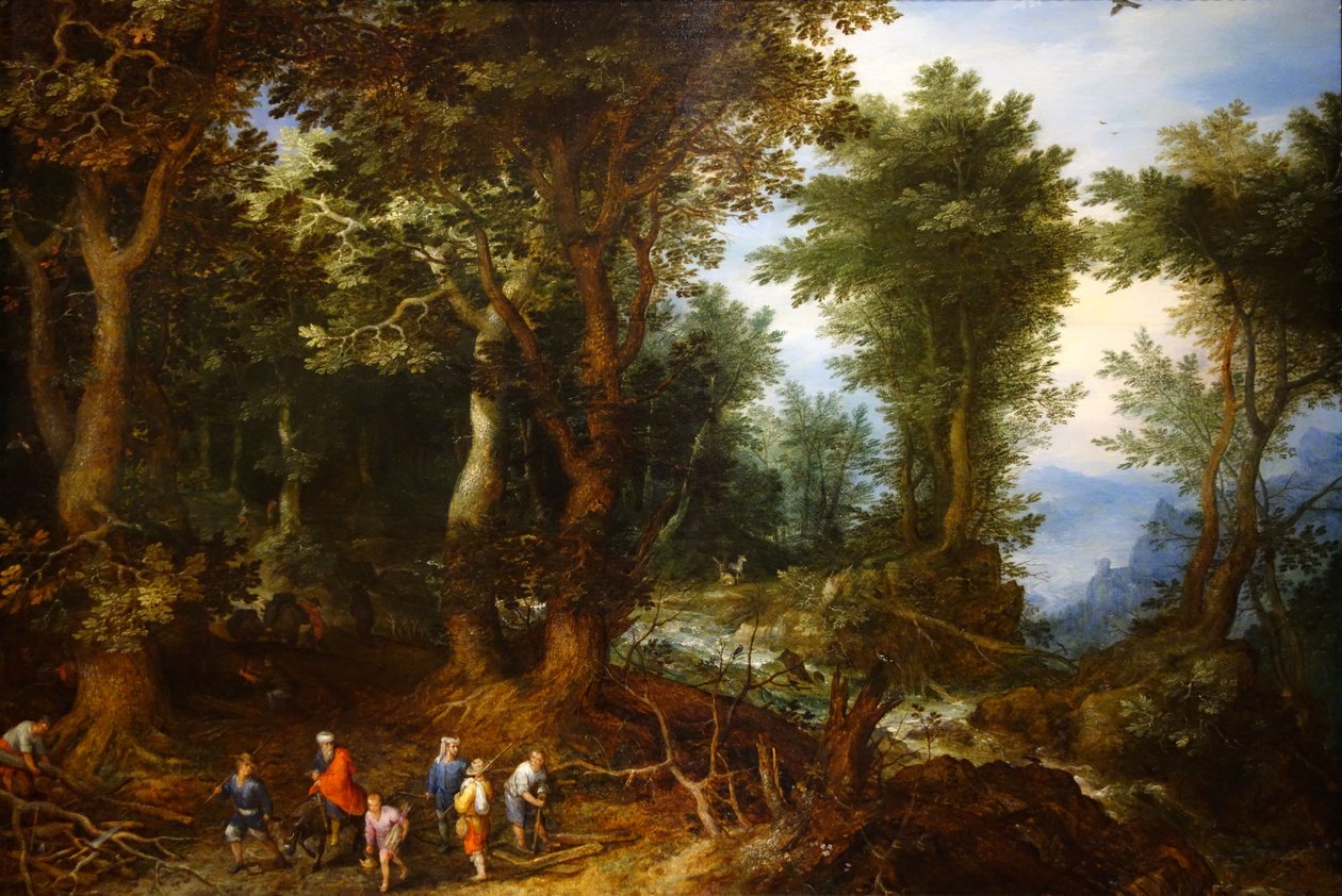 Abraham ve Isaac ile Ormanlık Manzara by Jan the Elder Brueghel