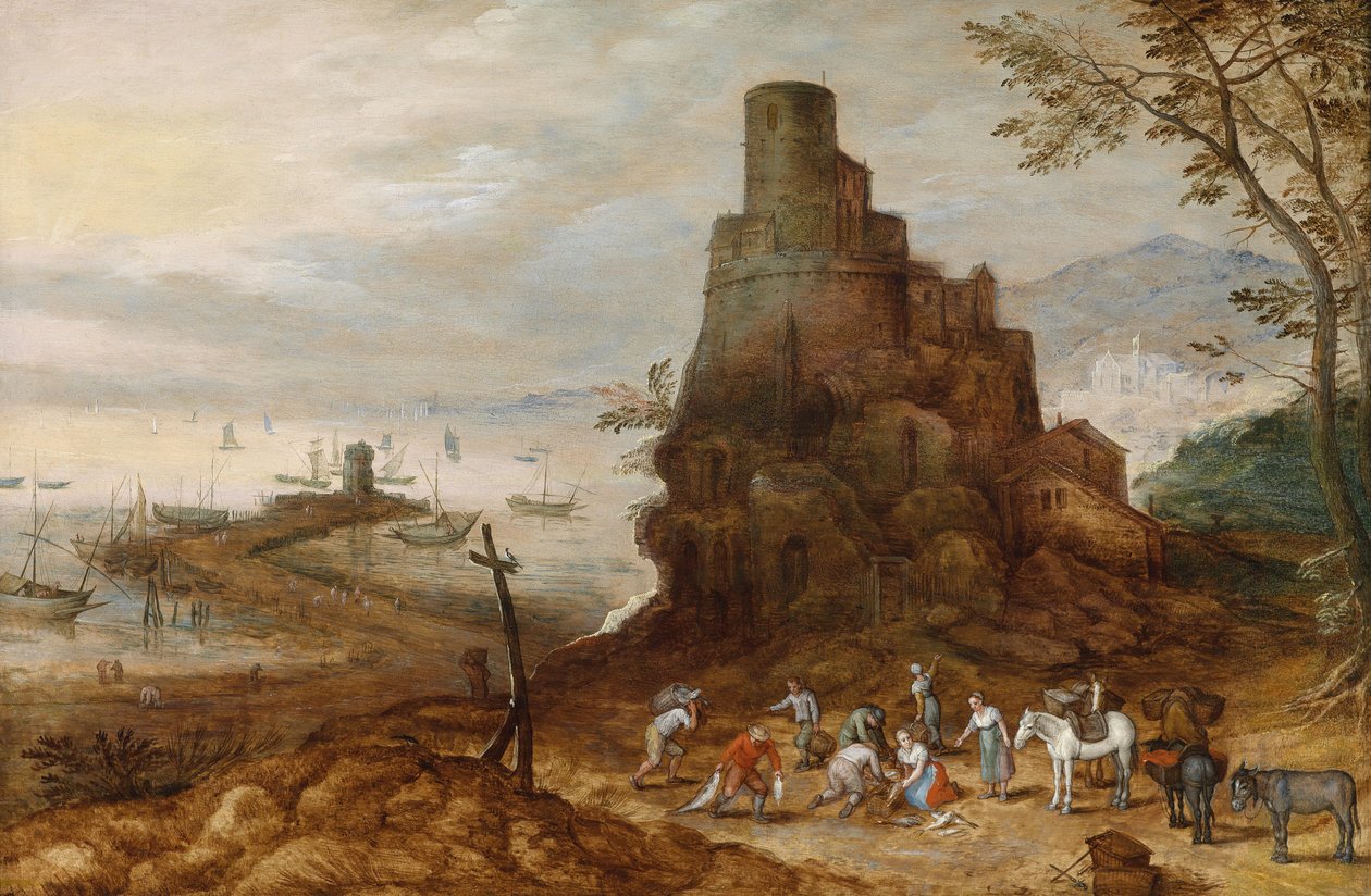 Scipios mezarı ile kıyı manzarası by Jan Brueghel the Younger