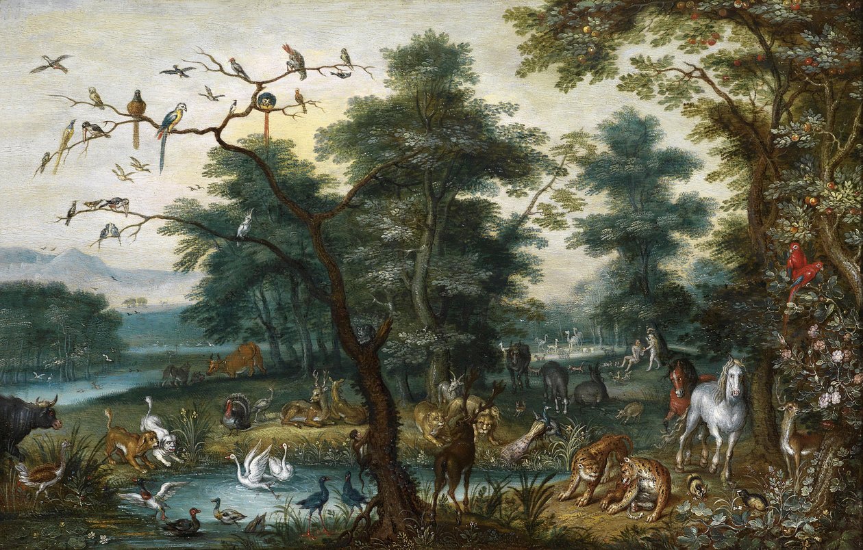 İnsanın düşüşüyle ​​​​cennet manzara by Jan Brueghel the Younger
