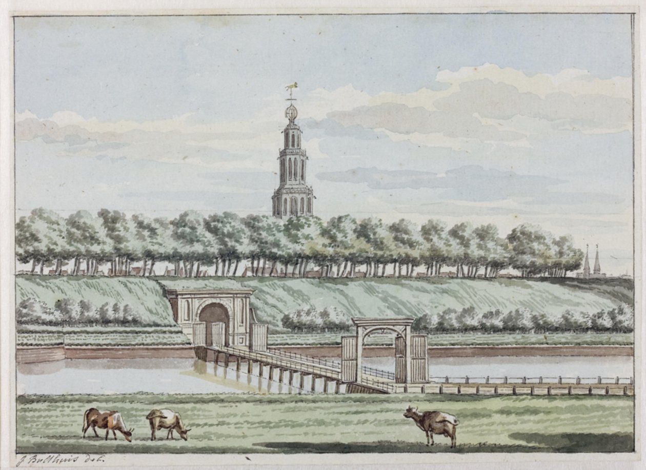 Herepoort ve Herepoortenbrug'un dış cephesi ile Groningen şehir surları by Jan Bulthuis