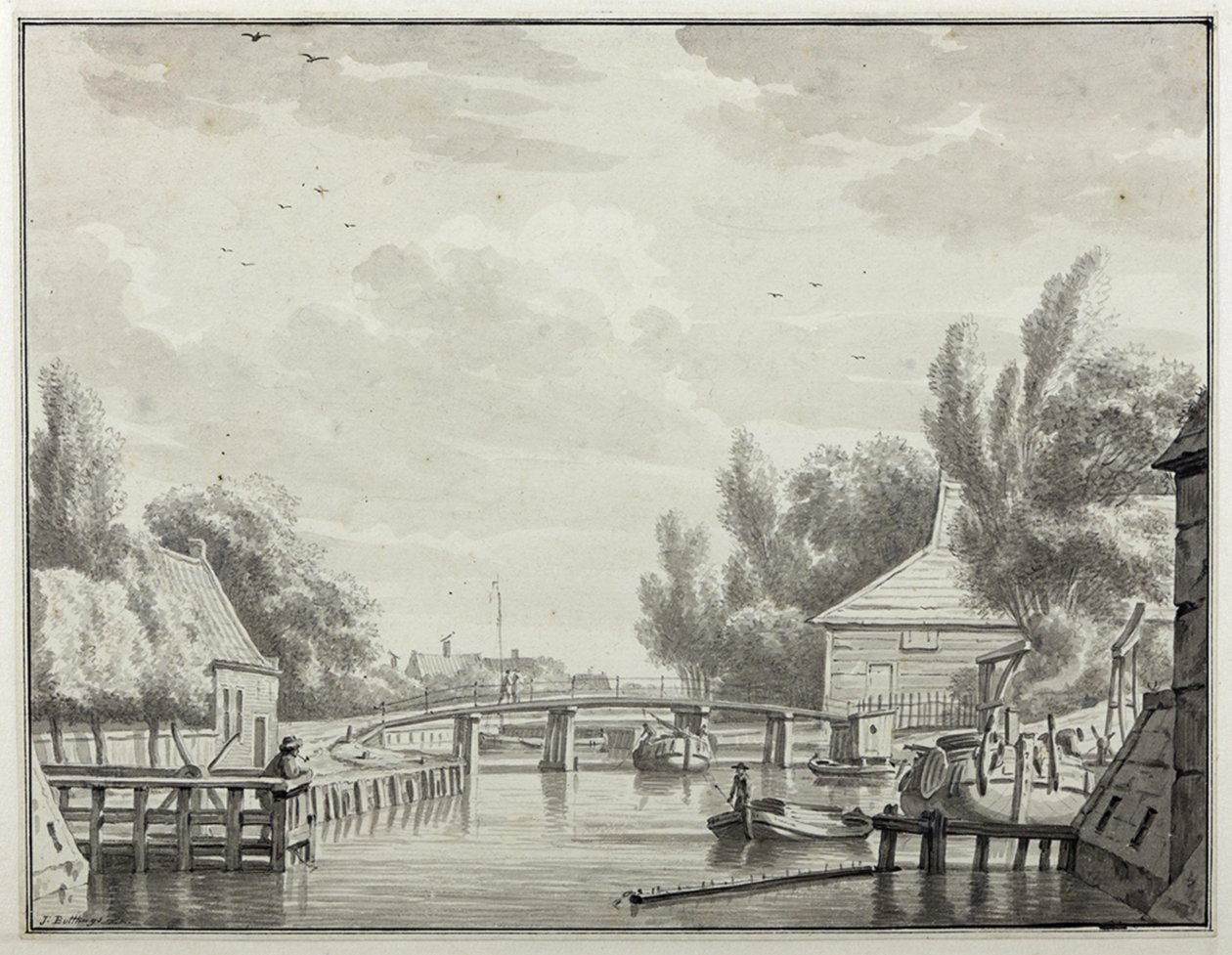 şehirden görülen Bontebrug ile Winschoterdiep by Jan Bulthuis