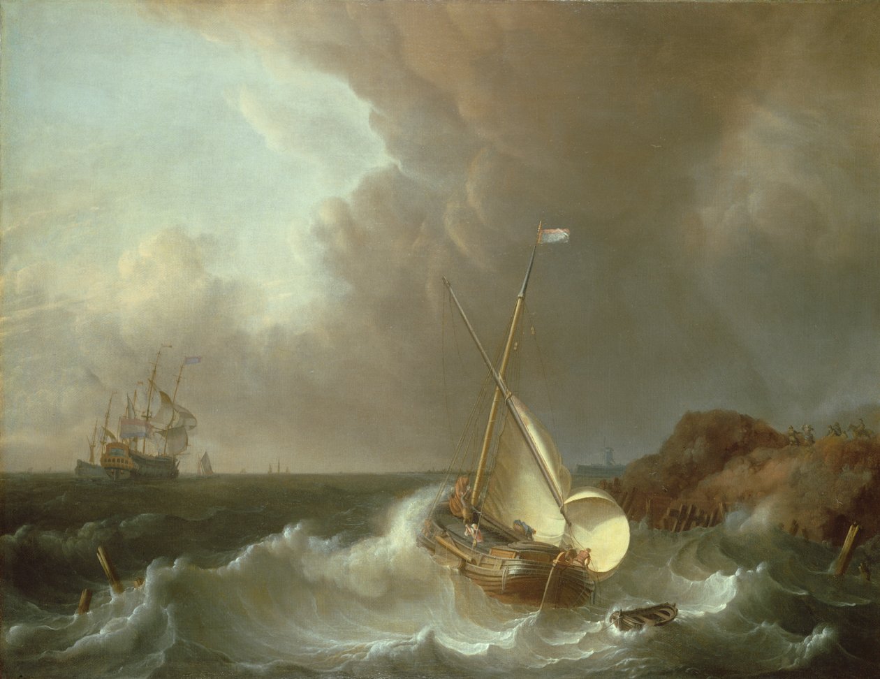 Galleon in Stormy Seas by Jan Claesz Rietschoof