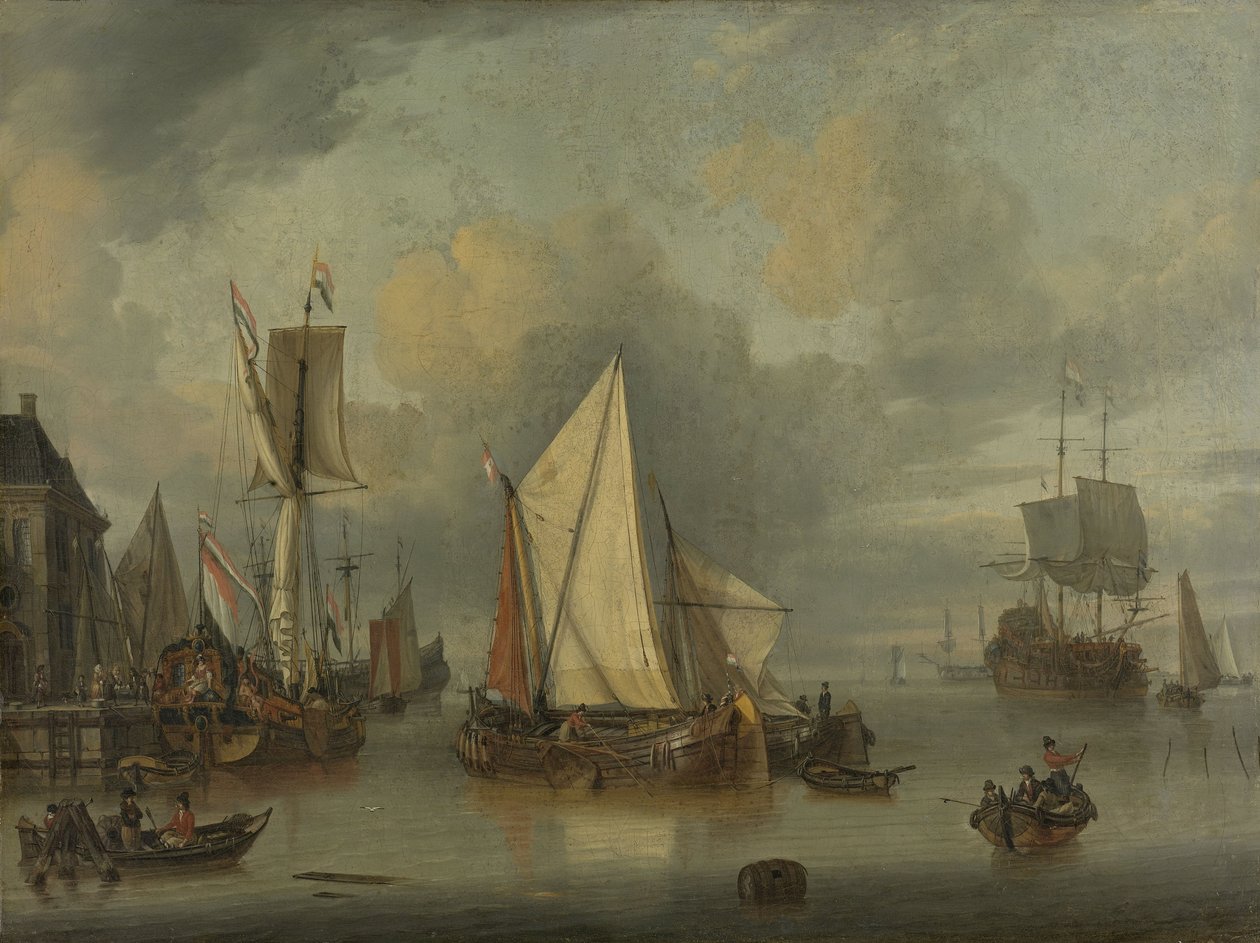 Sakin havalarda limanda gemiler by Jan Claesz Rietschoof