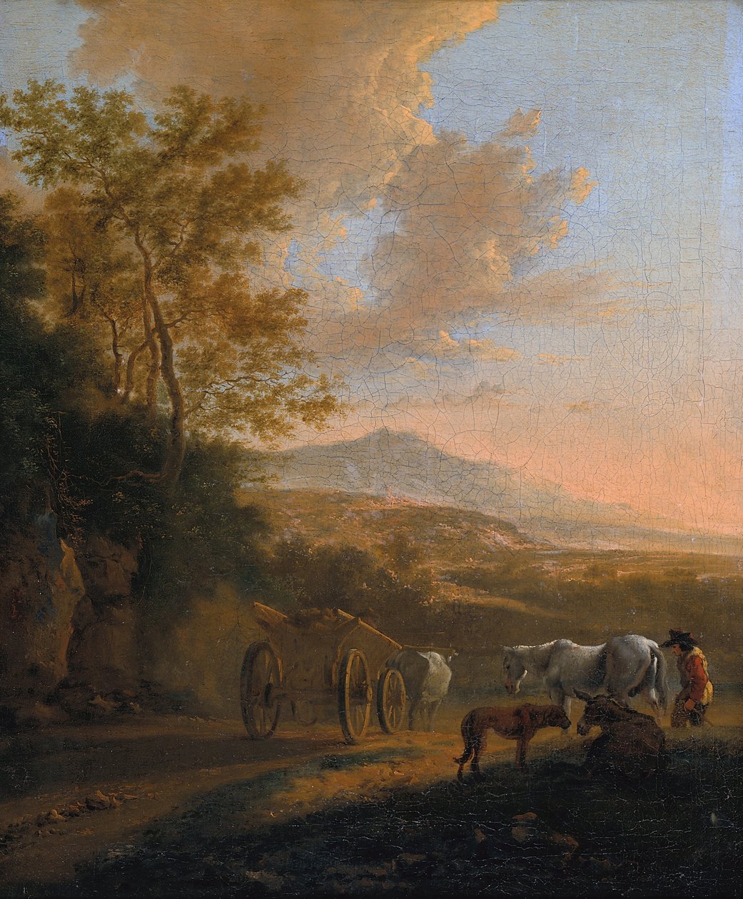 Bir öküz arabası ile İtalyan Manzarası by Jan Dirksz Both