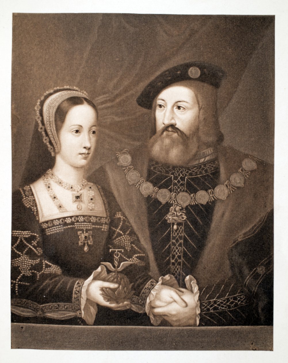 Mary Tudor ve Charles Brandon, Suffolk Dükü, c.1515, pub. 1902 (kollotip) by Jan Gossaert