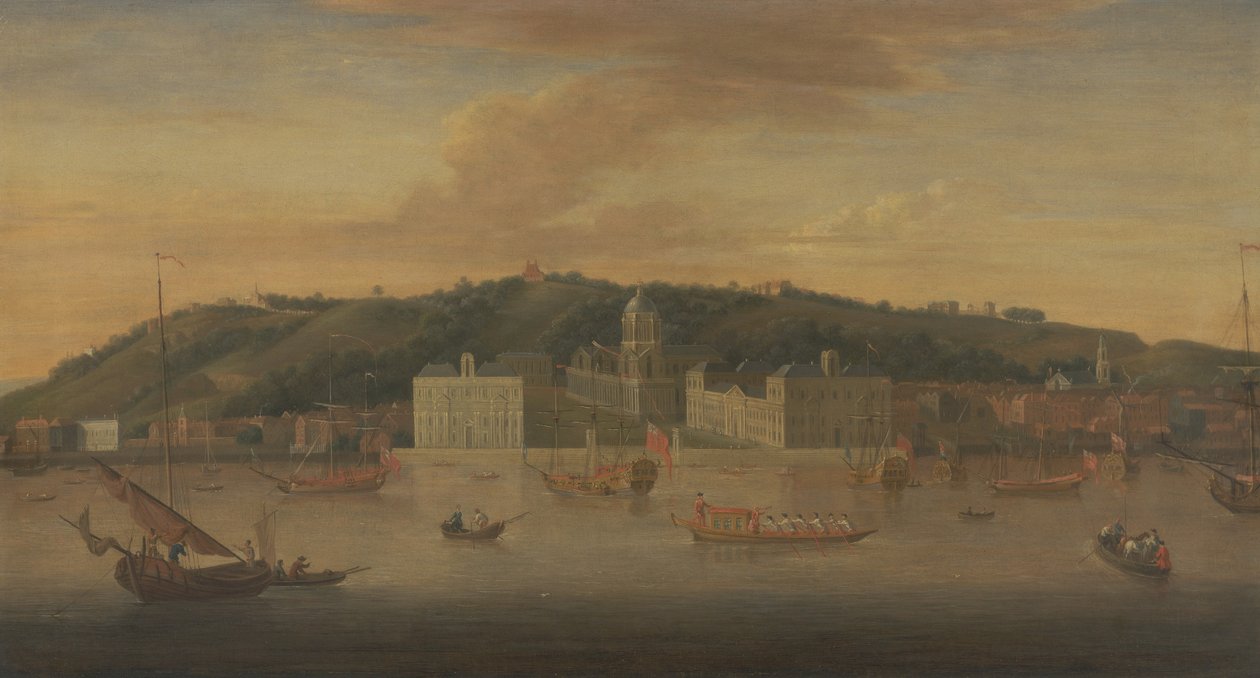 Birçok Teknenin Olduğu Nehirden Greenwich Manzarası by Jan Griffier