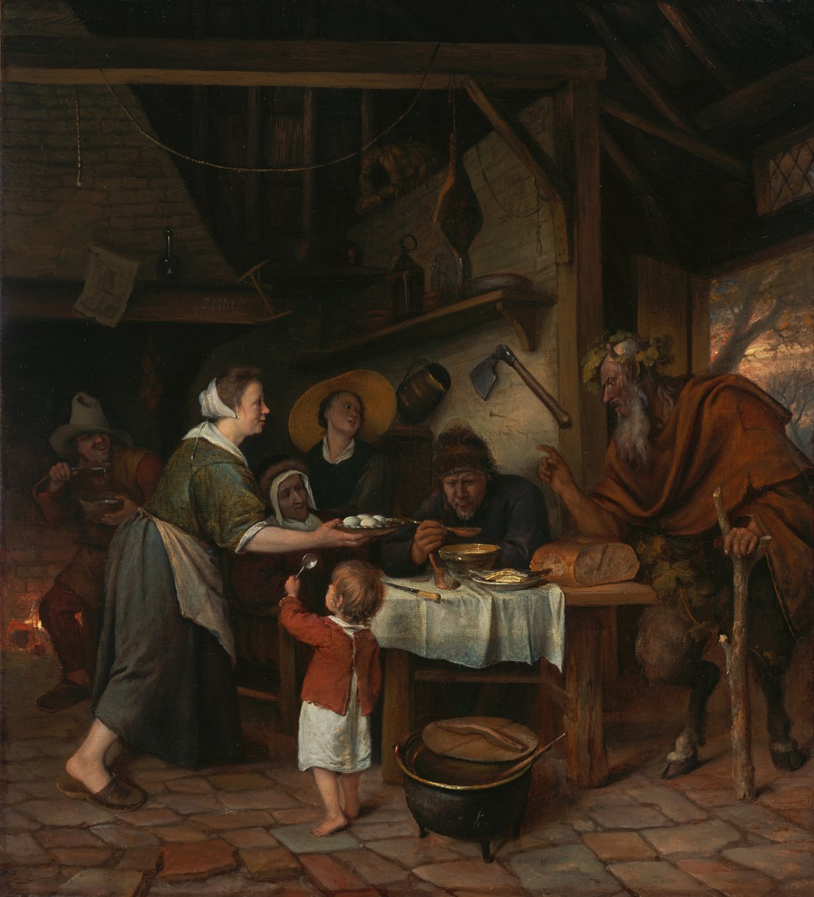 Satyr ve Köylü Ailesi by Jan Havickszoon Steen