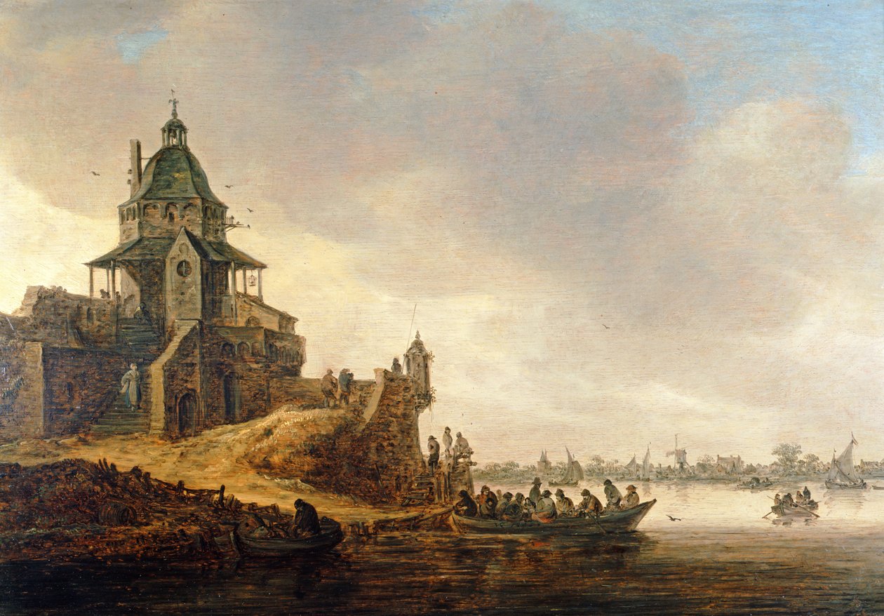 Dordrecht, Rondeel Engelenburg ile (petrol) by Jan Josephsz van Goyen