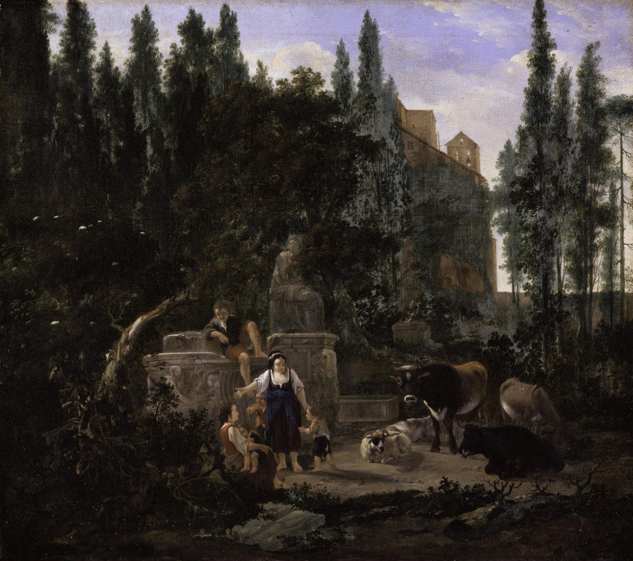 Figürler ve Sığırlarla Bir İtalyan Manzarası by Jan Lapp