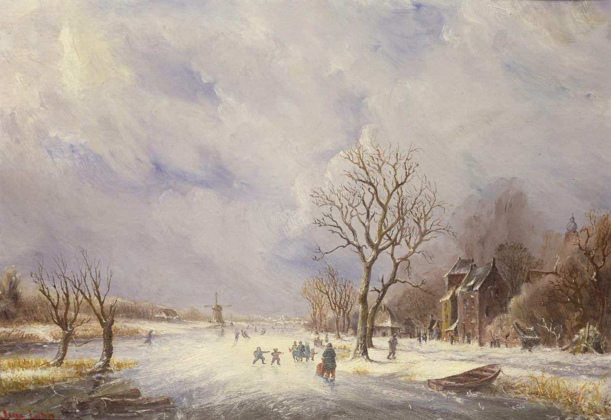 Kış Kanalı Sahnesi, 19. yüzyıl by Jan Lynn