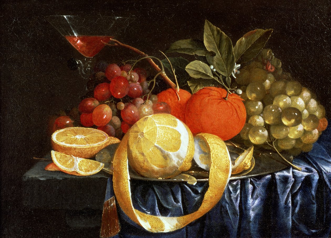 Natürmort Üzüm, Portakal ve Soyulmuş Limon (yağ) by Jan Pauwel the elder Gillemans