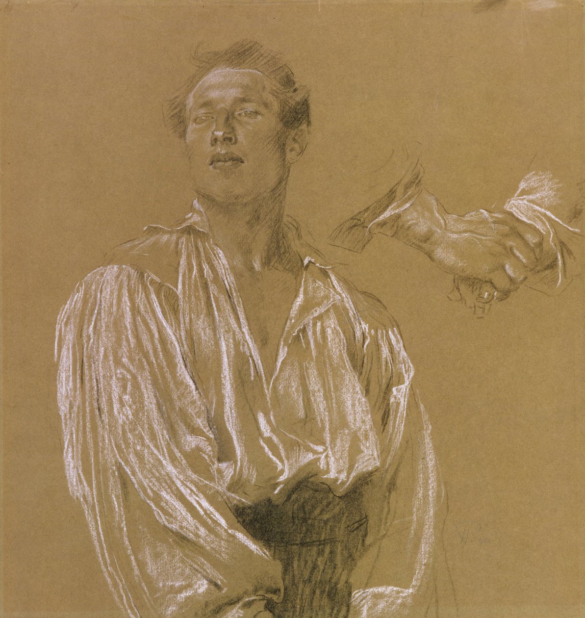 Portrait study of a man in a white shirt by Jan Preisler
