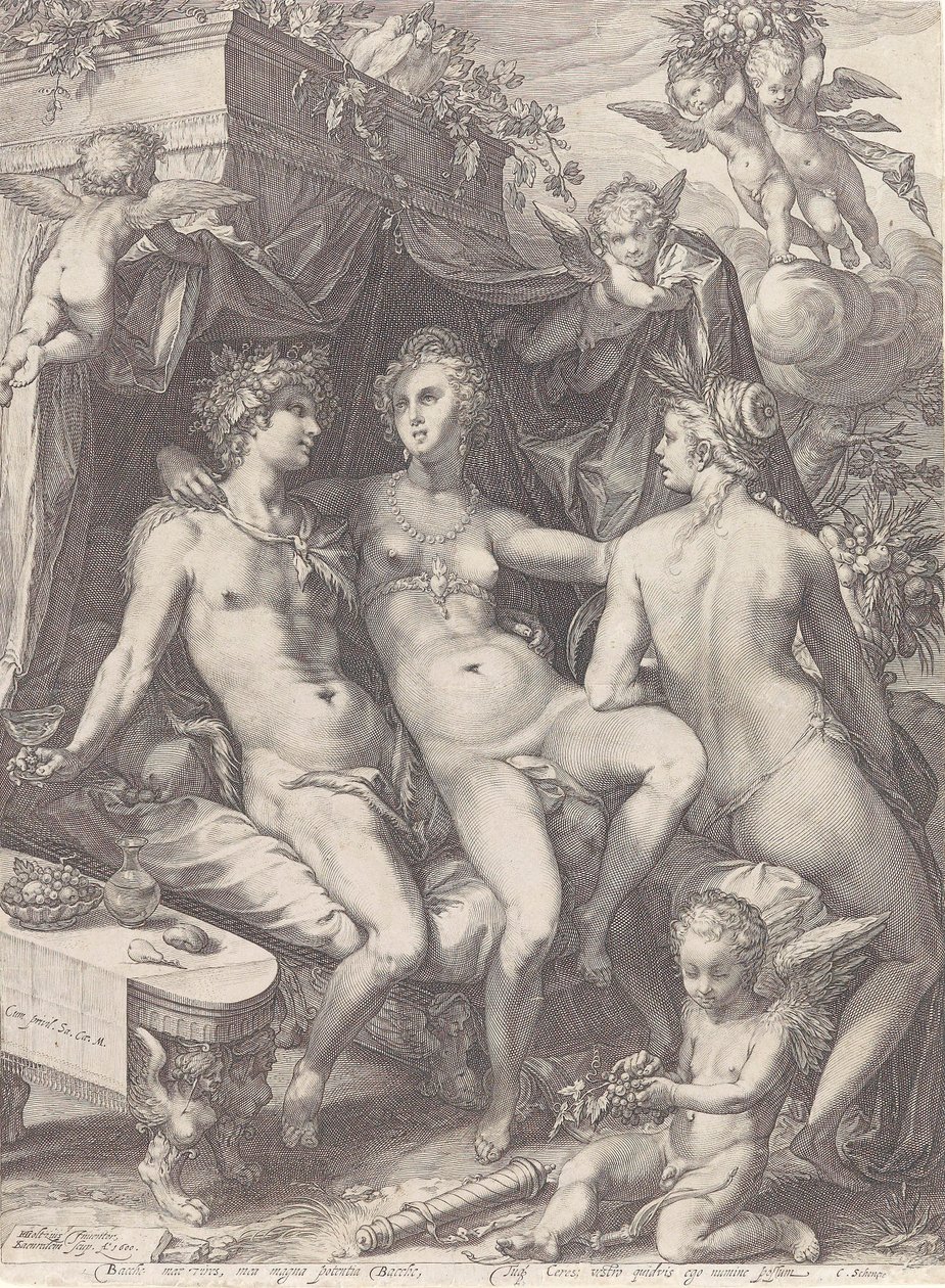 Bacchus ve Ceres olmadan, Venüs soğuktur by Jan Saenredam