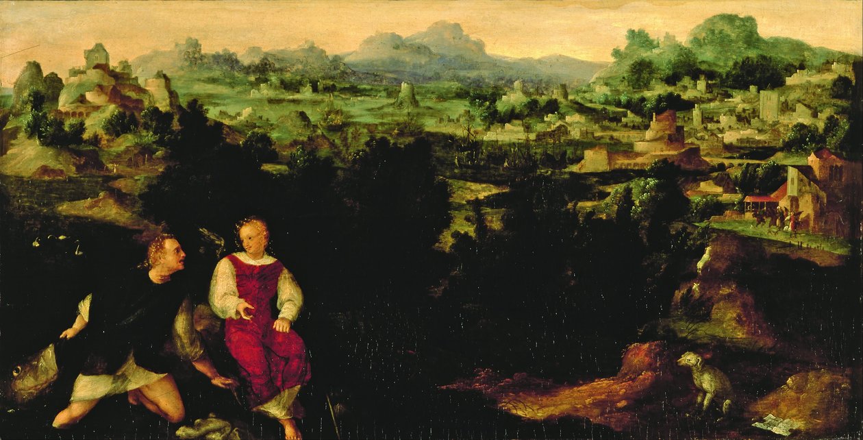 Tobias ve Melek ile Manzara by Jan Scorel van Schoorl