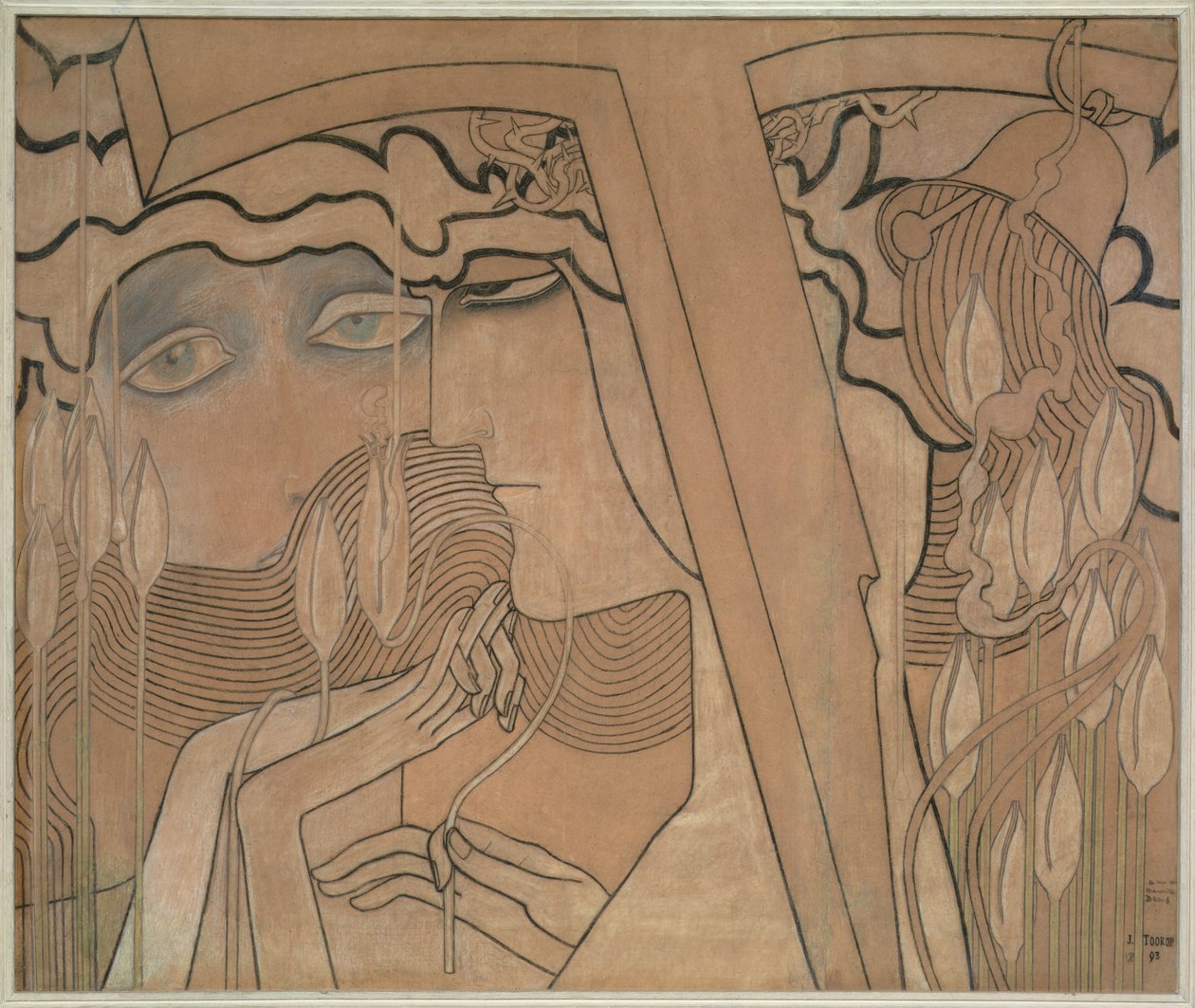 Arzu ve Memnuniyet, 1893 (karttaki pastel) by Jan Toorop