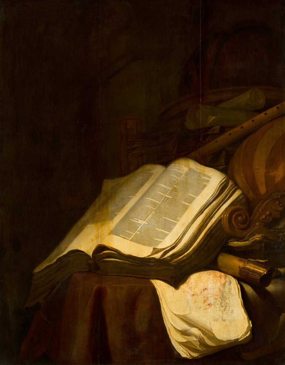 Kitaplar ve Müzik Aletleri ile Natürmort by Jan Vermeulen