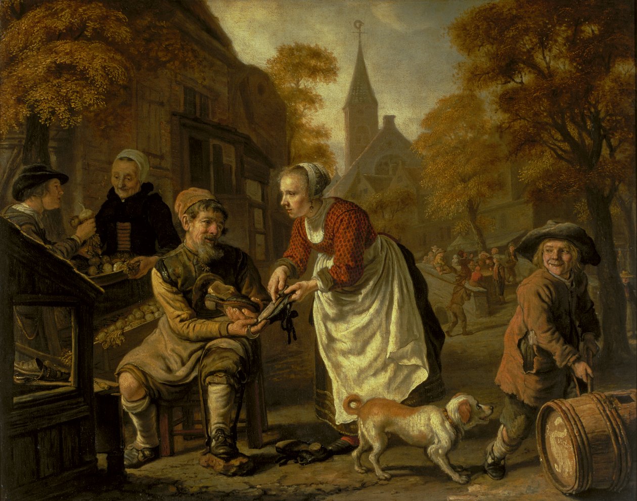 Ayakkabı Tamircisi ile Bir Köy Manzarası, c.1650 by Jan Victors