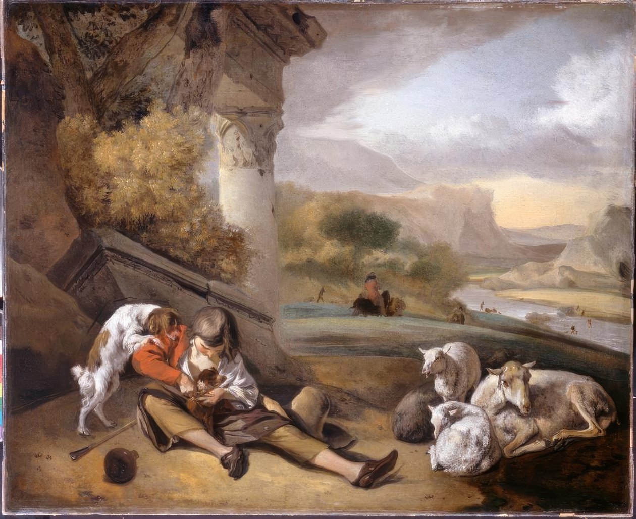J.Weenix, Bir Çoban Çocukla Manzara by Jan Baptist Weenix
