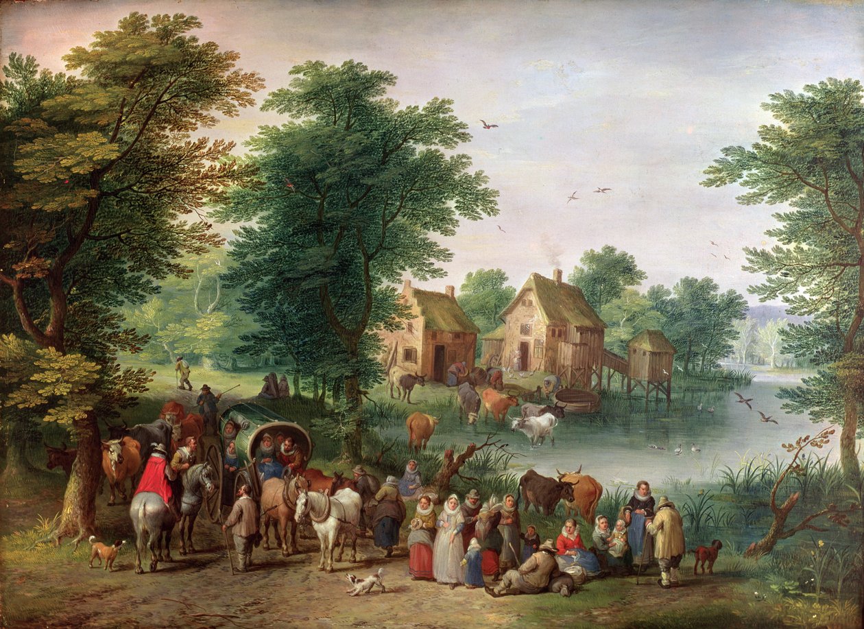 A Fair, (tahta üzerine yağlı boya) by Jan the Elder Brueghel