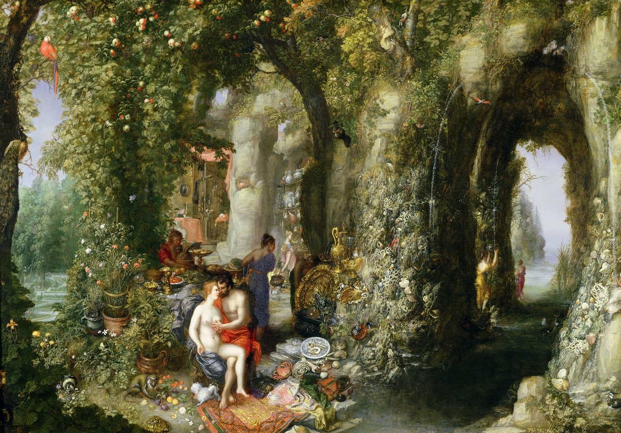 A Fantastic cave with Odysseus and Calypso  by Jan the Elder Brueghel