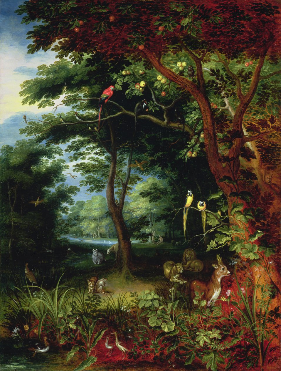 Paradise scene with Adam and Eve (panel) by Jan Brueghel the Younger