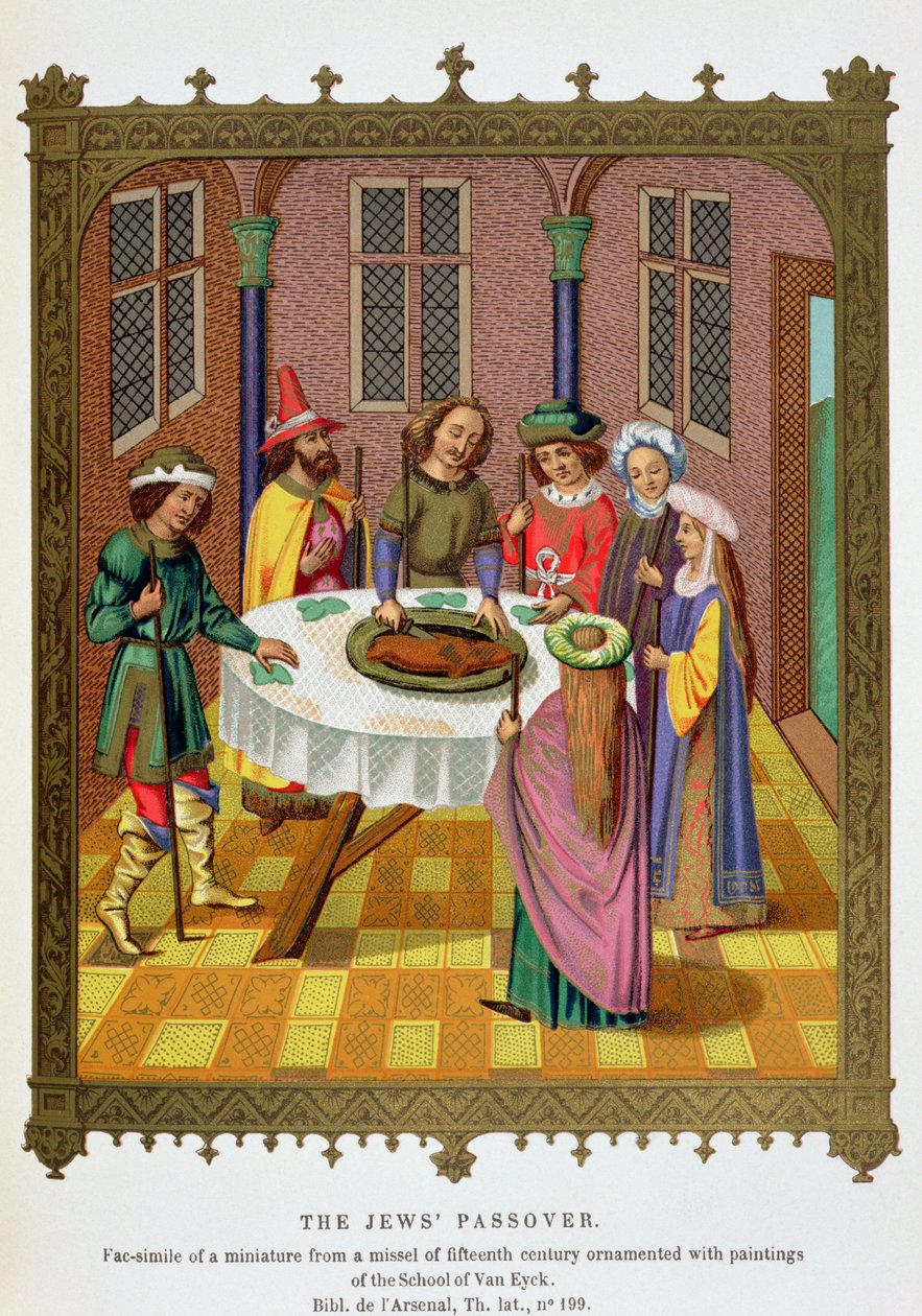 Yahudilerin Fısıh, resimlerle süslenmiş 15. yüzyıldan kalma bir misalin tıpkıbasımı by Jan van Eyck