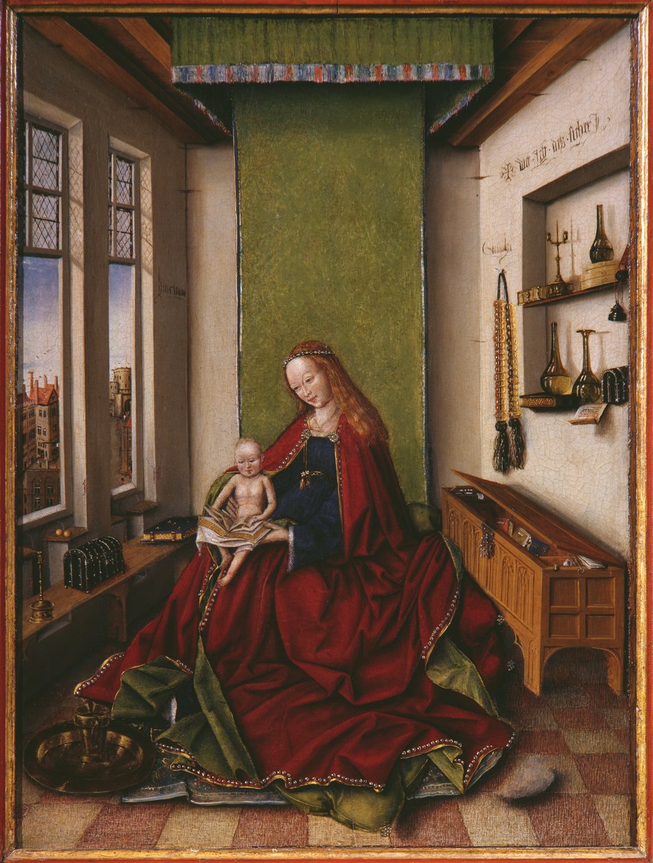 Bakire ve Çocuk bir kitapla by Jan van Eyck