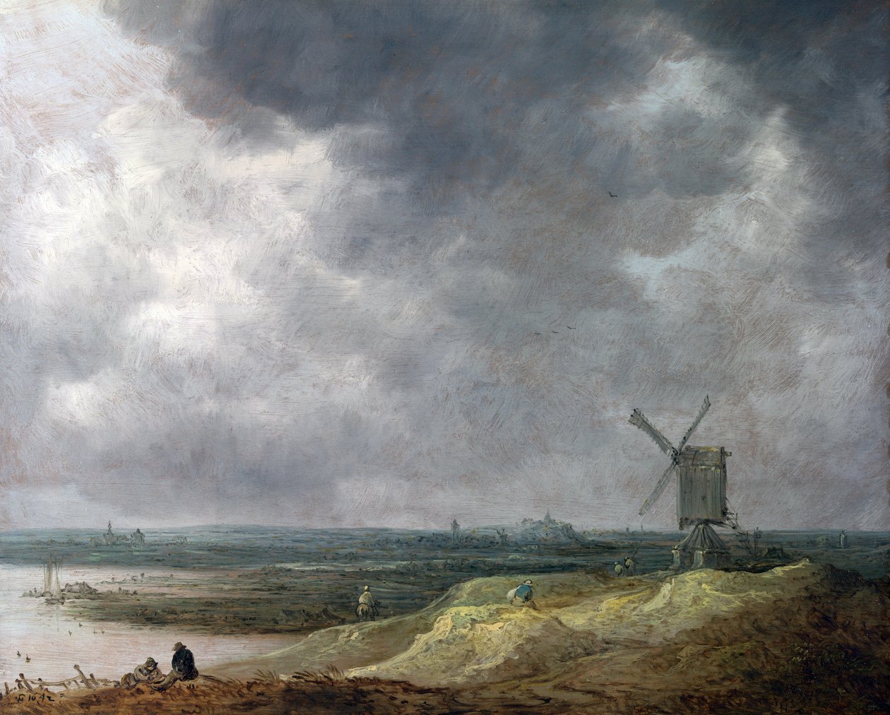 Nehir kenarında yel değirmeni by Jan Josephsz van Goyen