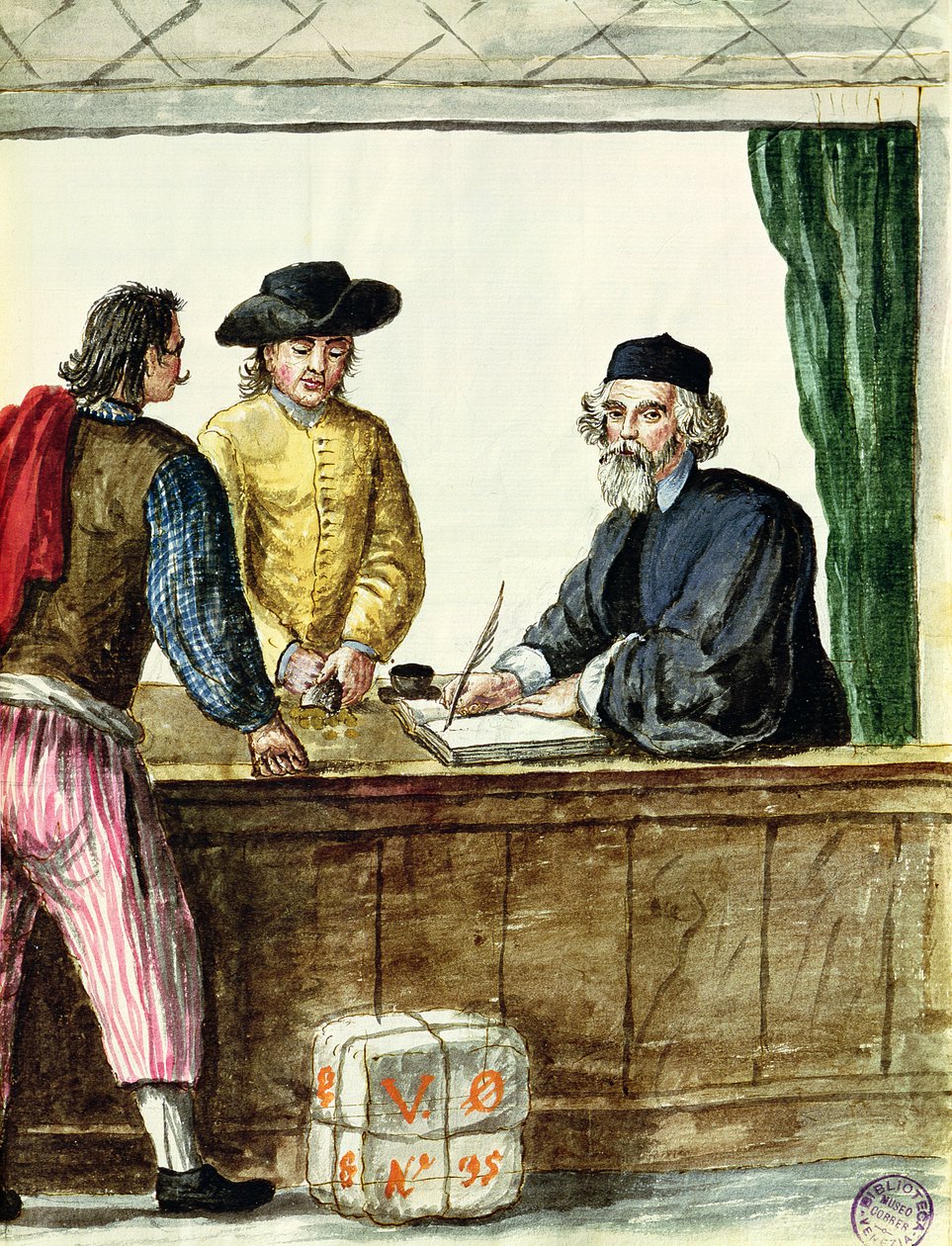 İki Müşterisi Olan Yahudi Bir Dükkan Sahibi by Jan van Grevenbroeck