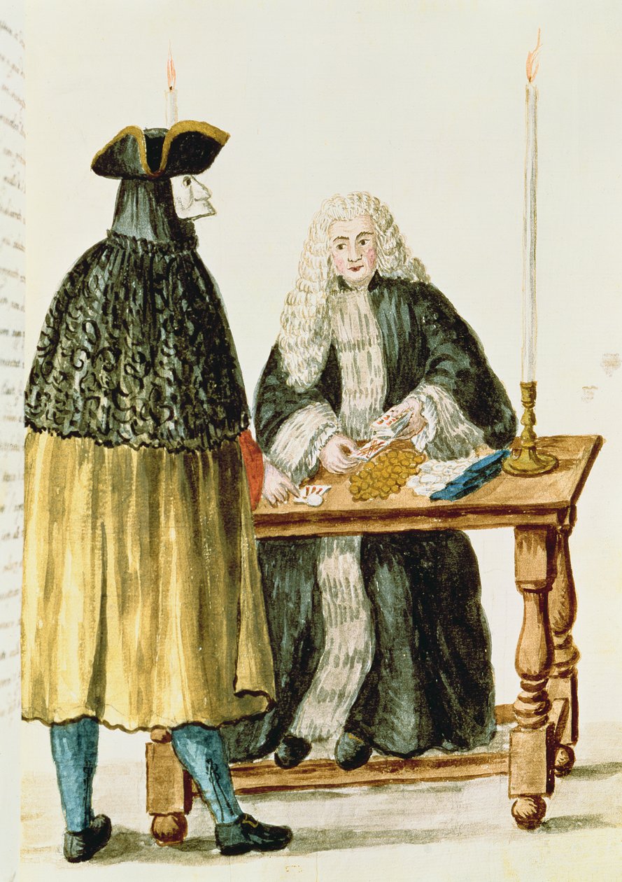Maskeli Bir Adamla İskambil Oynayan Bir Yargıç by Jan van Grevenbroeck
