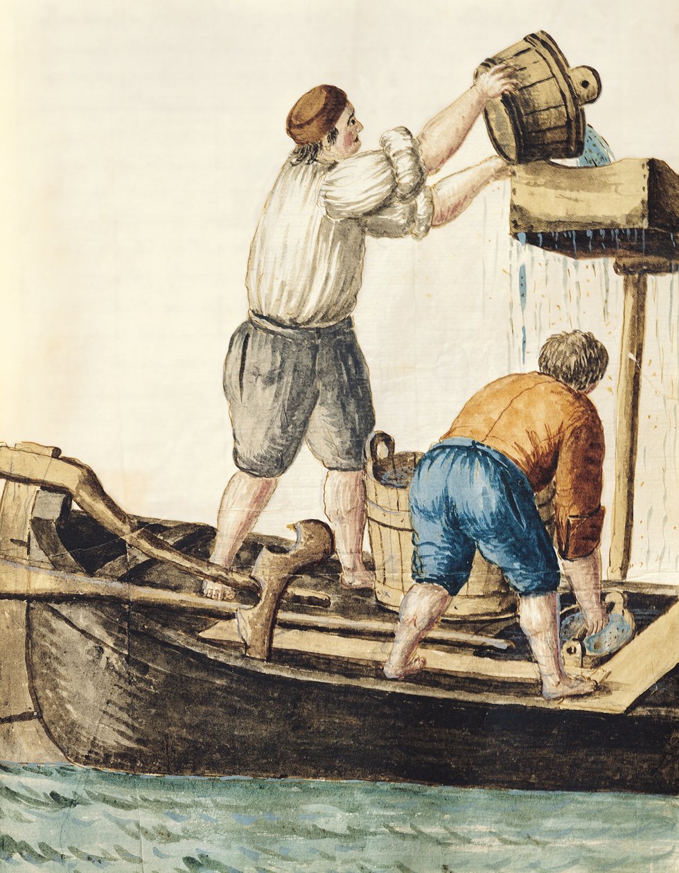 Boru Hatlarına Tatlı Su Dökülen Kayıkçılar by Jan van Grevenbroeck