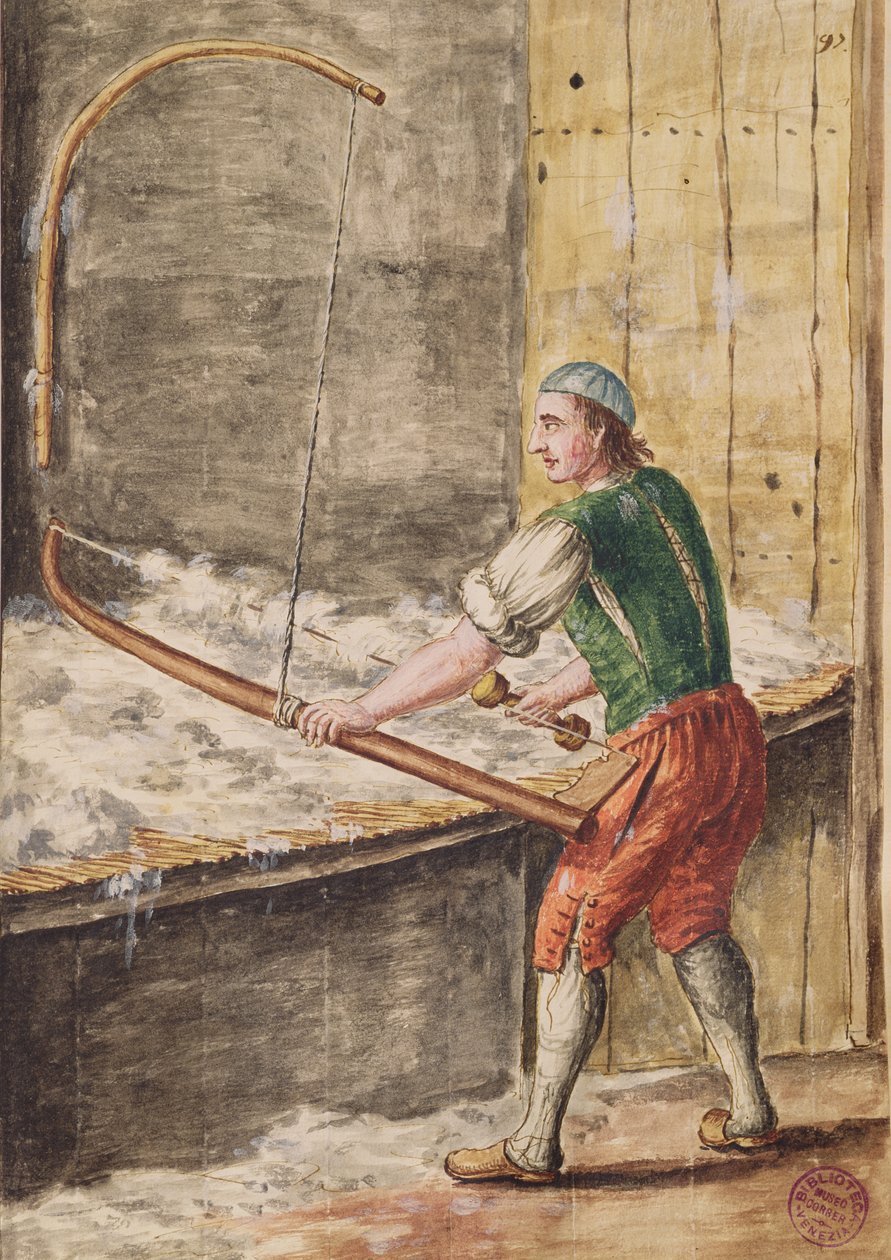 Spinning Cotton (pen und ink and wc on paper) by Jan van Grevenbroeck