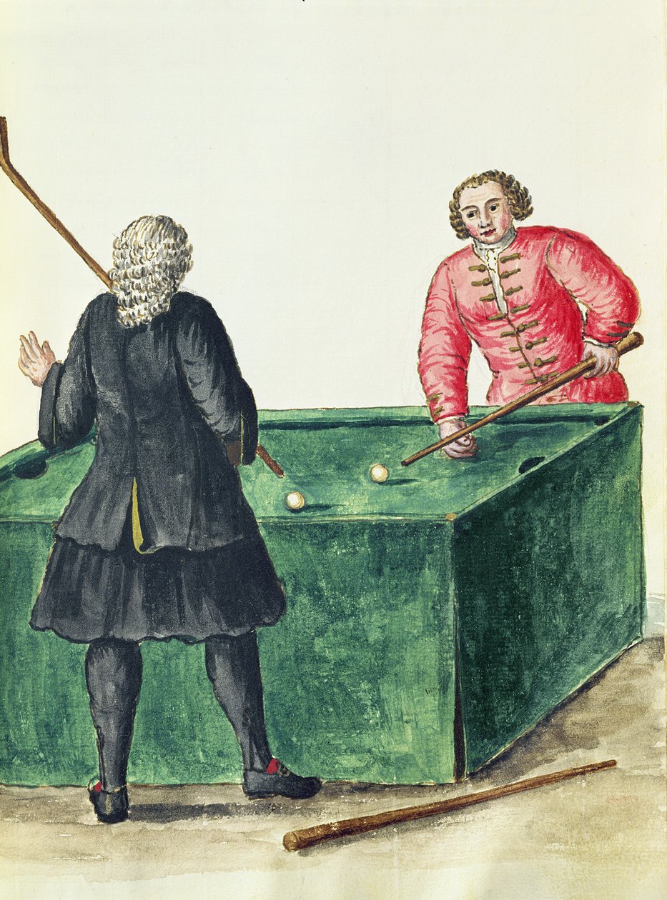 Bilardo Oynayan İki Venedikli Soylu (kağıt üzerinde kalem ve mürekkep ve wc) by Jan van Grevenbroeck