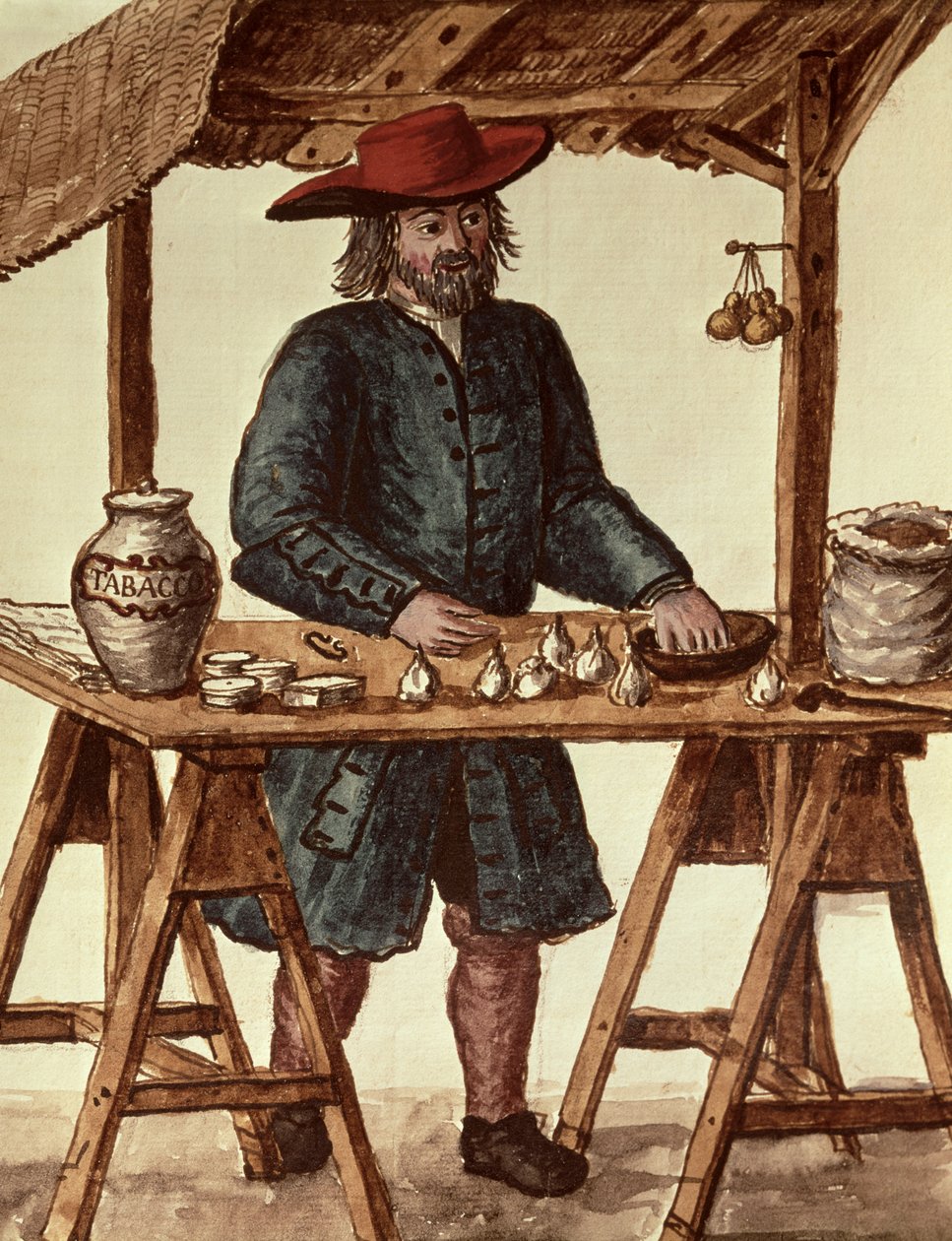 Venedik Tütün Satıcısı (kağıt üzerine kalem, mürekkep ve wc) by Jan van Grevenbroeck