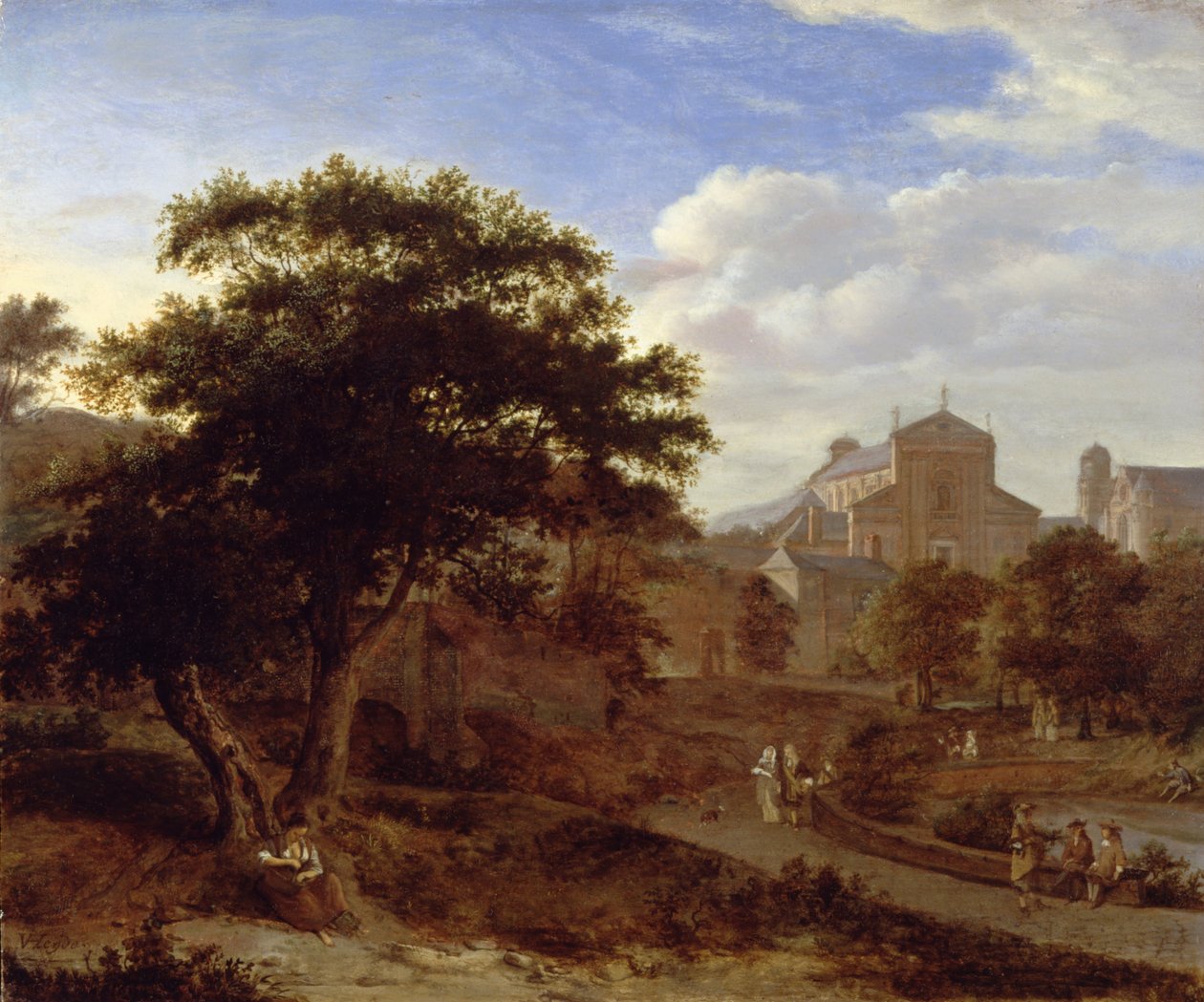 İki Kilise ve Bir Şehir Duvarı by Jan van der Heyden