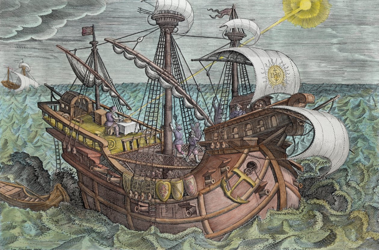 Güneşin Eğimi ile Boylamı Hesaplama, Philip Galle (1537-1612) tarafından oyulmuş 